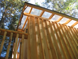 Cedar siding and clear twin wall polycarbonite roof